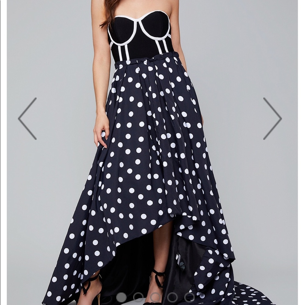 Bebe Black & White High Low Gown